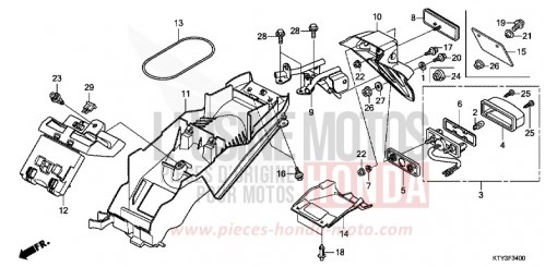 GARDE-BOUE ARRIERE CBR125RSC de 2012